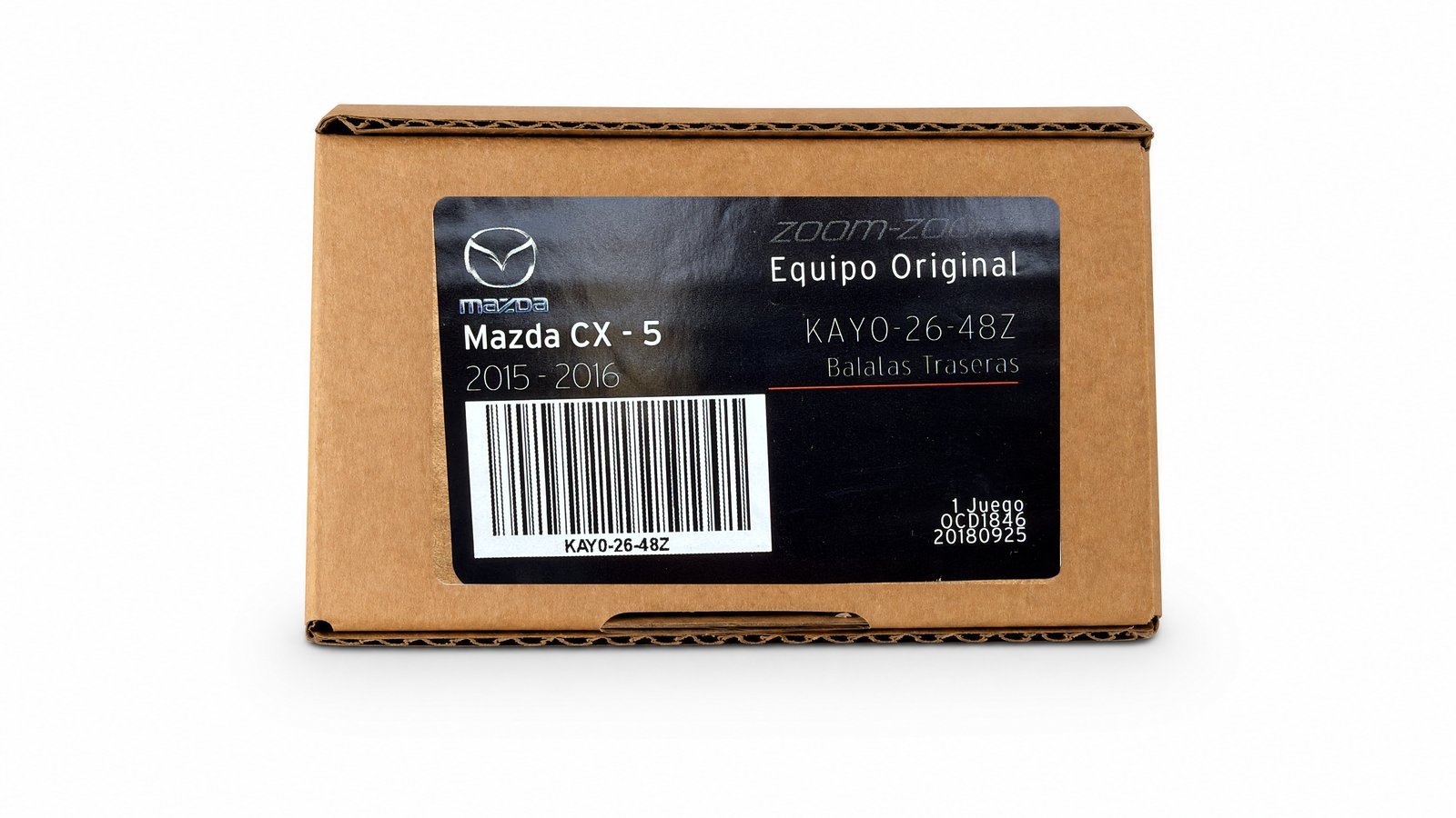 La misma caja con etiqueta de equipo original de armadora
